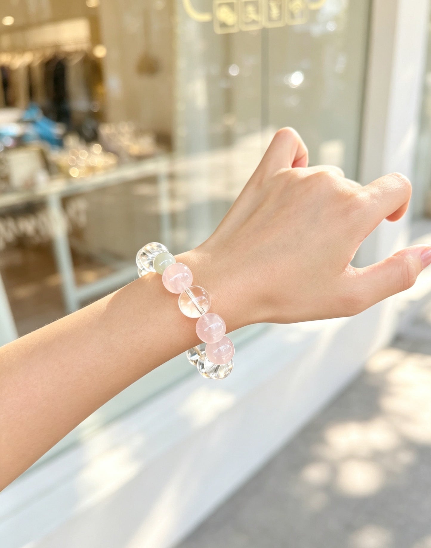 Natural Clear Quartz & Rose Quartz Bracelet 天然白水晶粉水晶手串