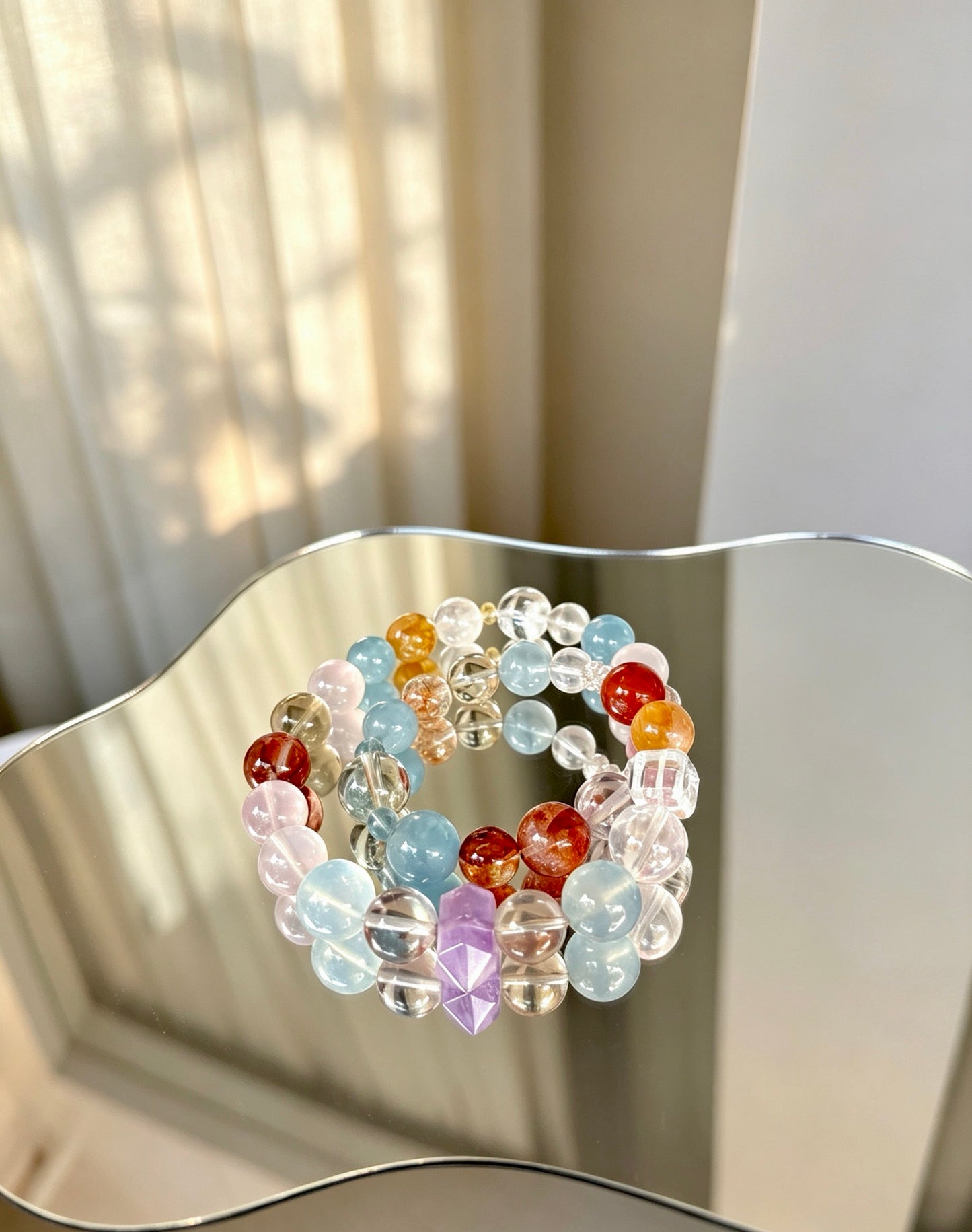 Natural Multi Gemstone Double Wrap Bracelet 天然多宝水晶双圈手串
