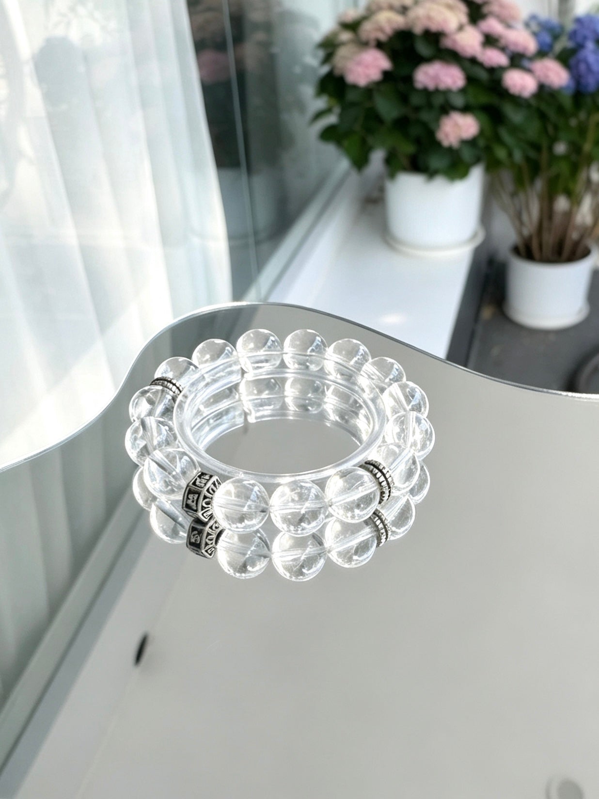 Natural Clear Quartz Bracelet 天然爆花白水晶手串