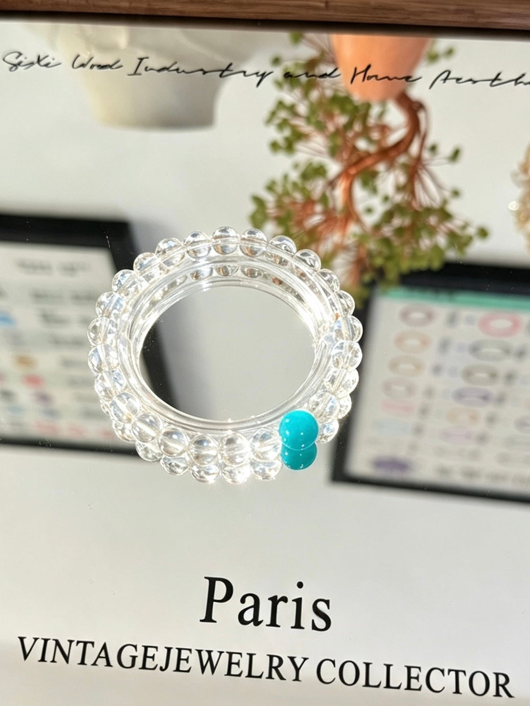Natural Clear Quartz Bracelet With Amazonite Accent | Natural Clear Quartz and Amazonite Beaded Bracelet