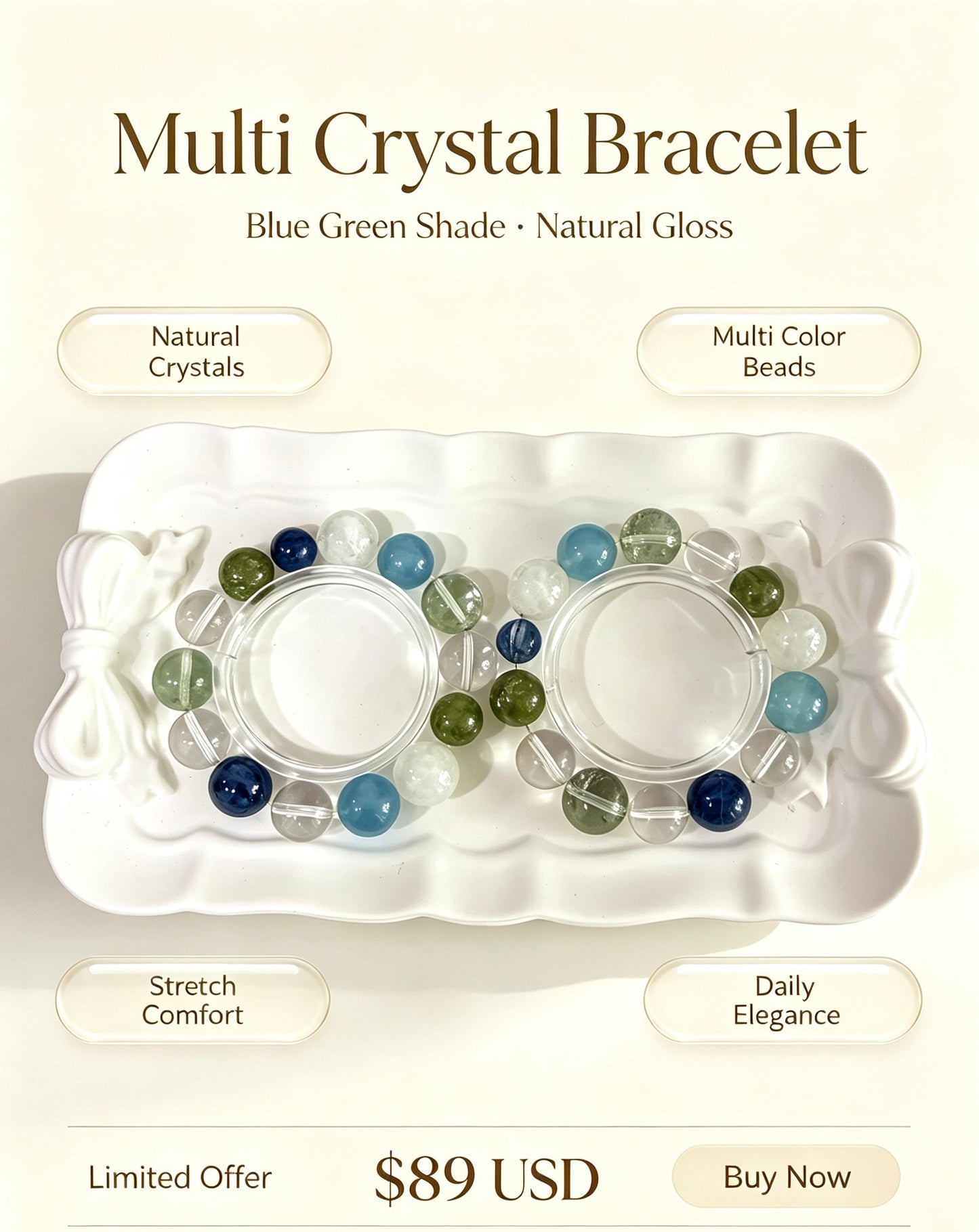 Bracelet en cristal naturel multicolore