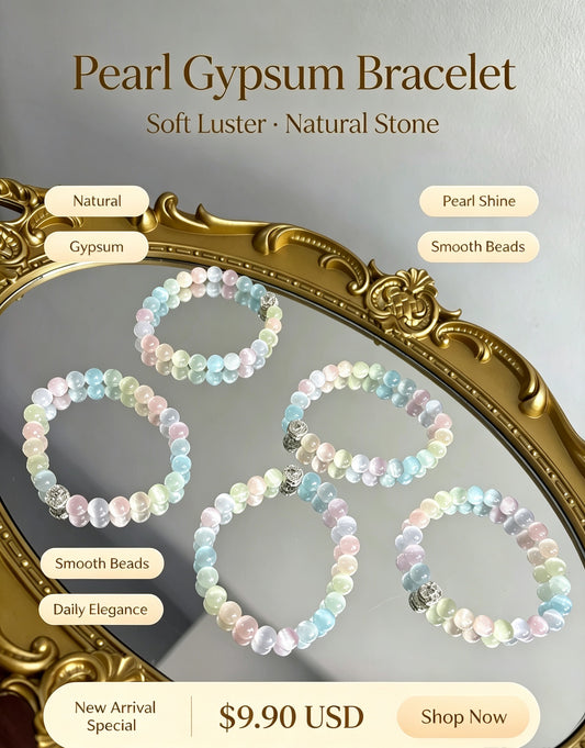 天然猫眼石石膏石Pearl Gypsum Bracelet