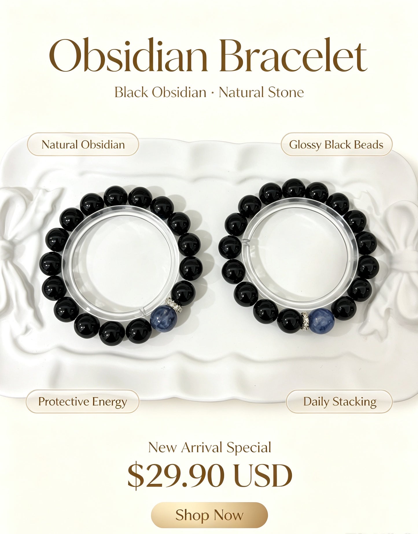 Bracelet en obsidienne