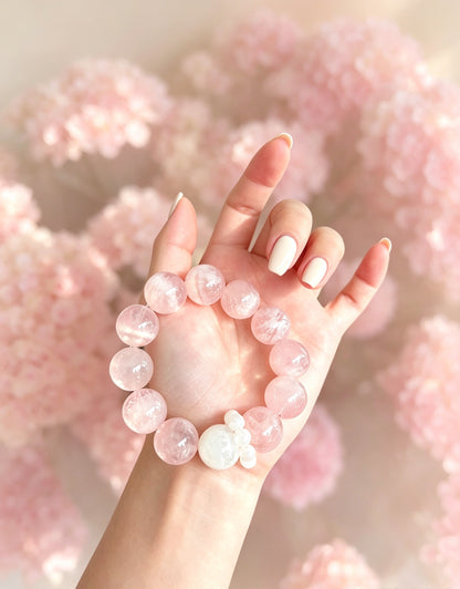 天然粉雪花幽灵水晶Pink Snowflake Phantom Bracelet