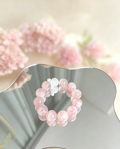 天然粉雪花幽灵水晶Pink Snowflake Phantom Bracelet