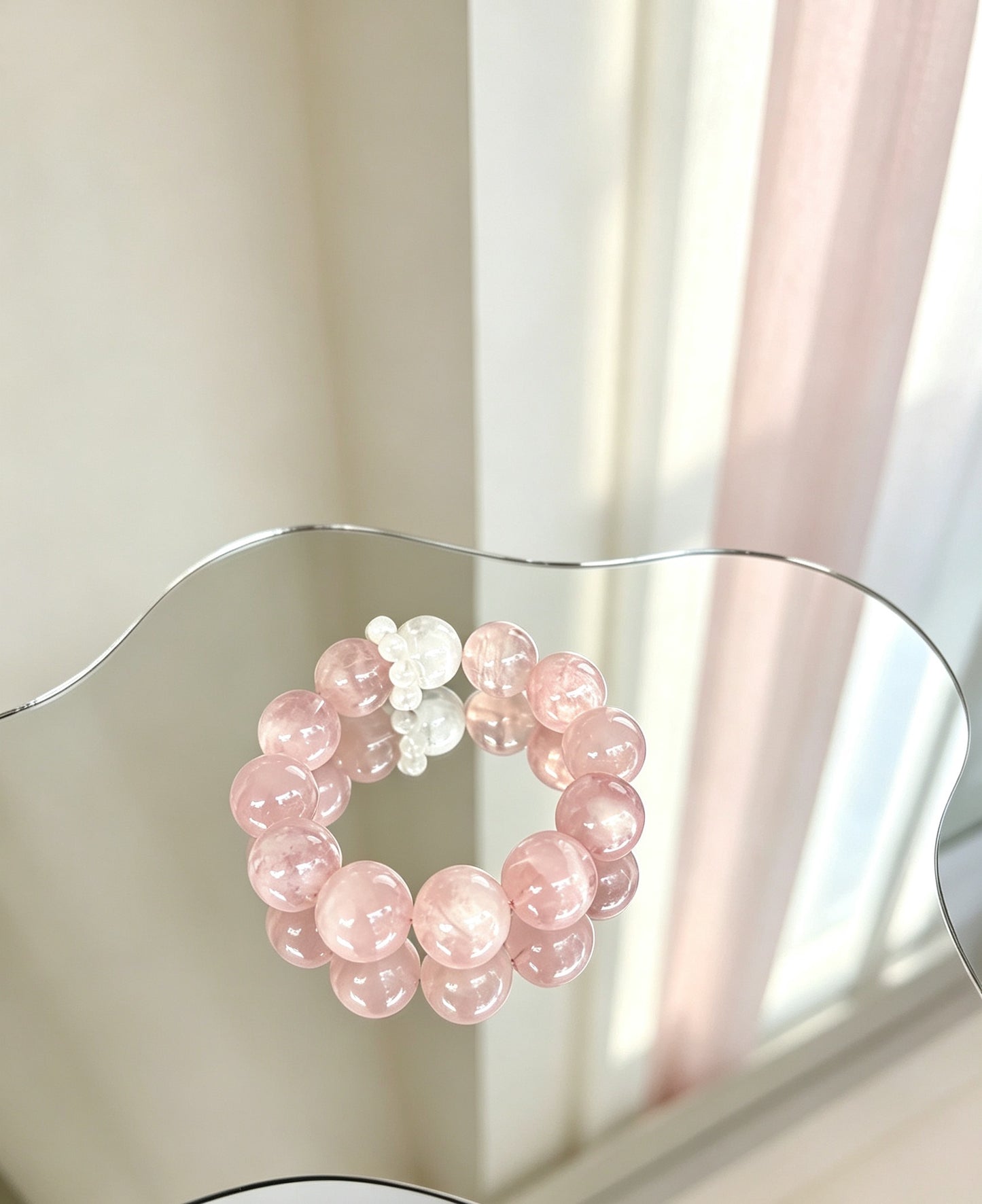 天然粉雪花幽灵水晶Pink Snowflake Phantom Bracelet