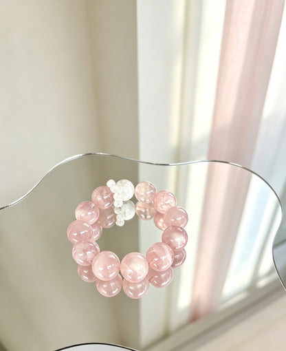 天然粉雪花幽灵水晶Pink Snowflake Phantom Bracelet