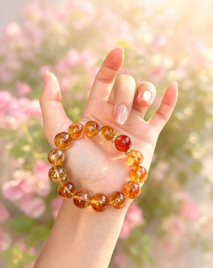 Natural Golden Phantom Quartz Bracelet 天然黄塔晶手串