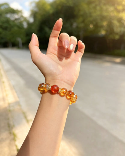 Natural Golden Phantom Quartz Bracelet 天然黄塔晶手串