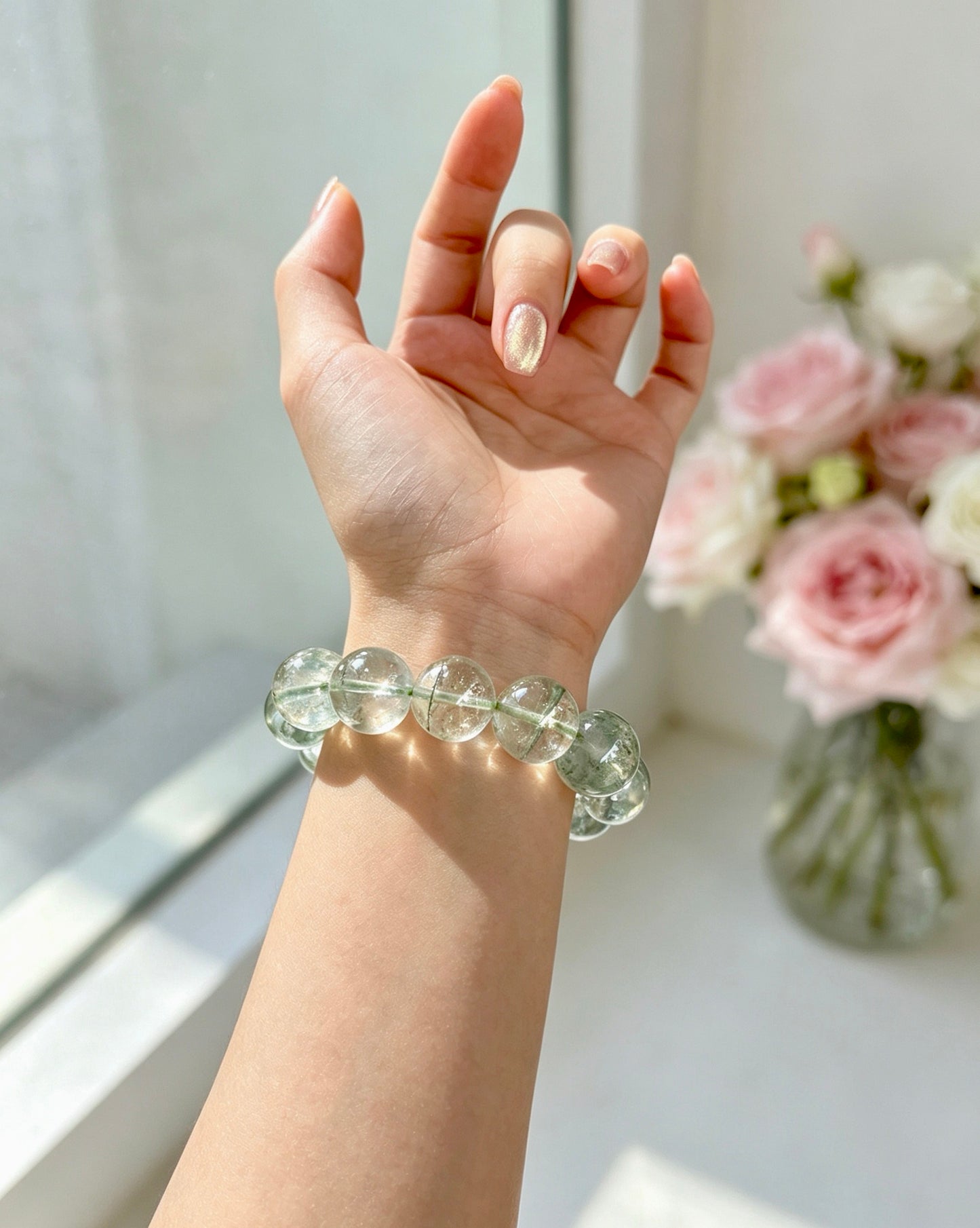 Natural Green Phantom Quartz Bracelet 天然绿幽灵水晶手串