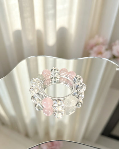 Natural Clear Quartz & Rose Quartz Bracelet 天然白水晶粉水晶手串