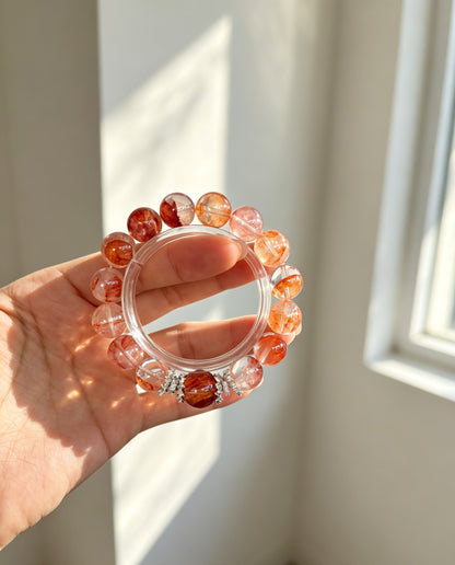 Natural Red Hematoid Quartz Bracelet 天然红胶花水晶手串