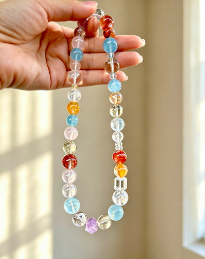 Natural Multi Gemstone Double Wrap Bracelet 天然多宝水晶双圈手串