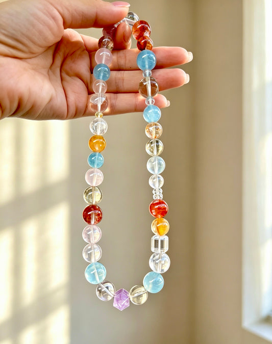 Natural Multi Gemstone Double Wrap Bracelet 天然多宝水晶双圈手串
