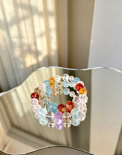 Natural Multi Gemstone Double Wrap Bracelet 天然多宝水晶双圈手串