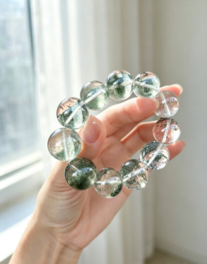 Natural Green Phantom Quartz Bracelet 天然绿幽灵手串