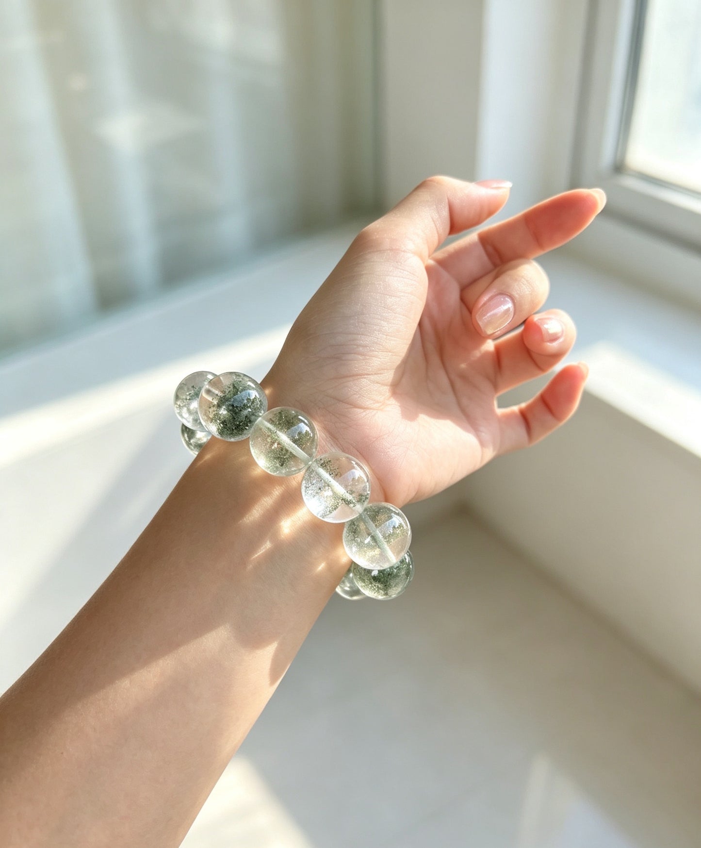 Natural Green Phantom Quartz Bracelet 天然绿幽灵手串