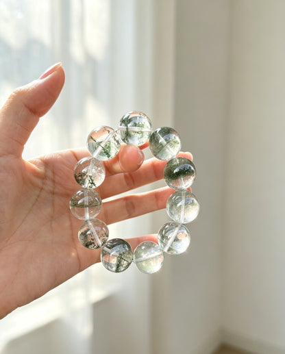Natural Green Phantom Quartz Bracelet 天然绿幽灵手串