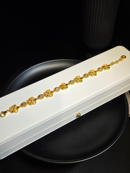 Light Luxury Golden Floral Rhinestone Bracelet