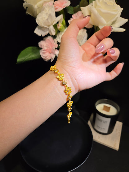 Light Luxury Golden Floral Rhinestone Bracelet