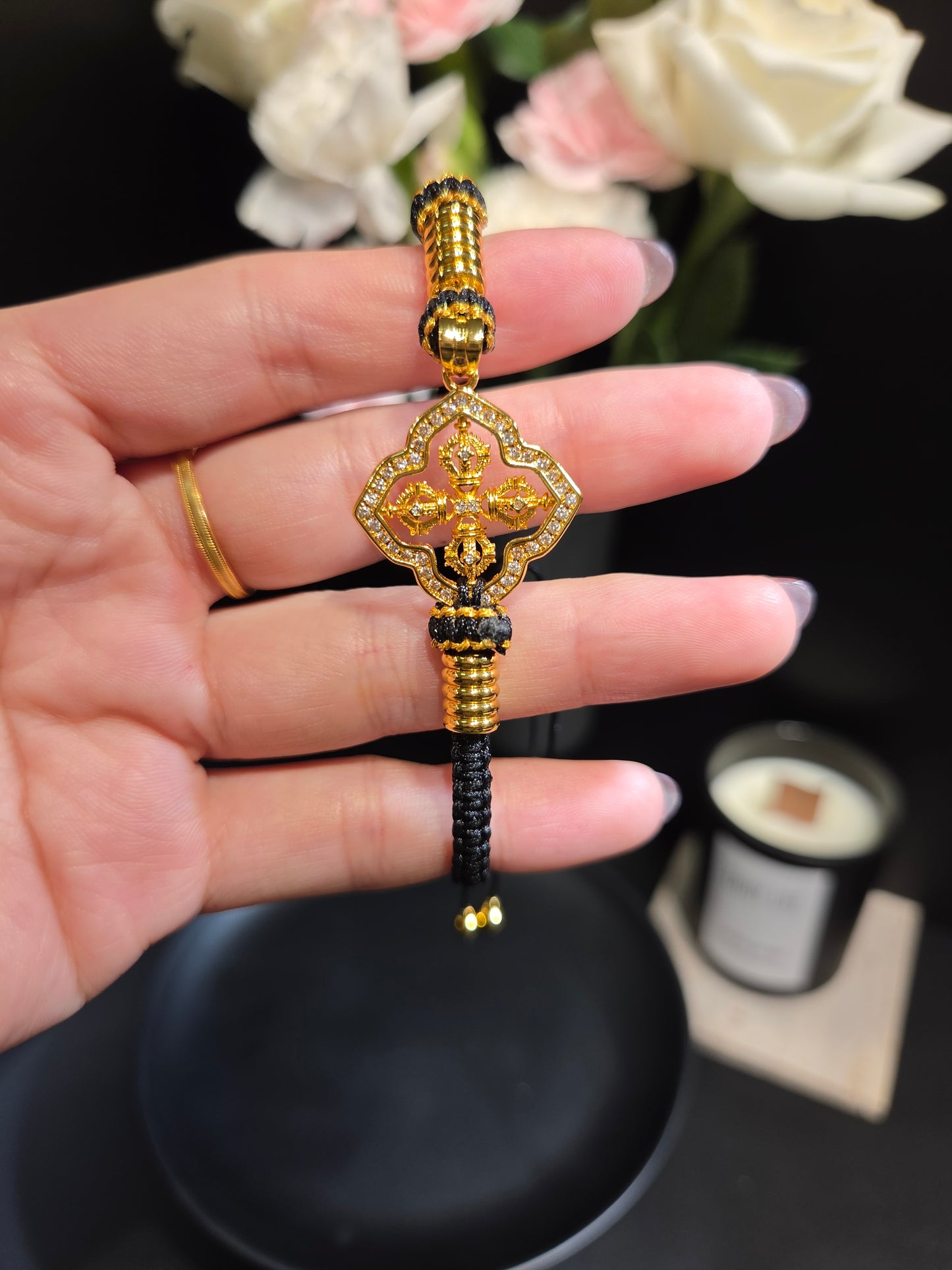Light Luxury Gold Vajra Cross Woven Bracelet