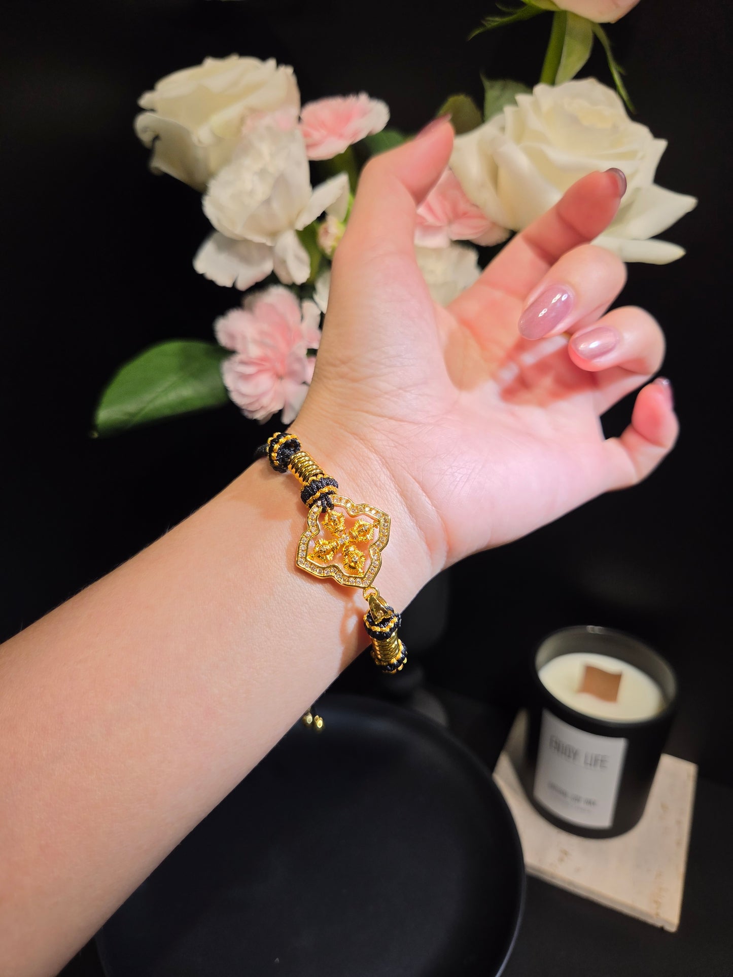 Light Luxury Gold Vajra Cross Woven Bracelet
