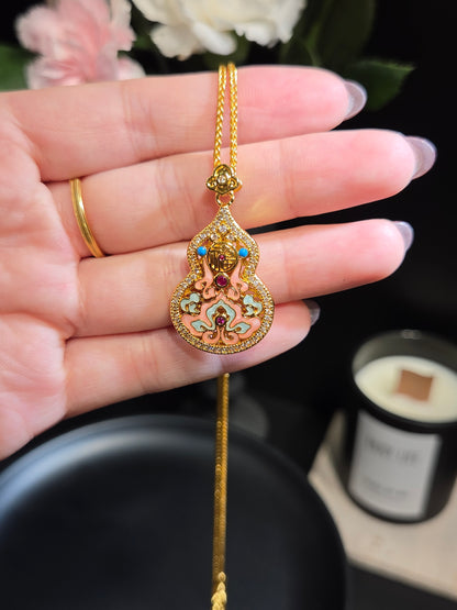 Light Luxury Colorful Enamel Gourd Fortune Necklace