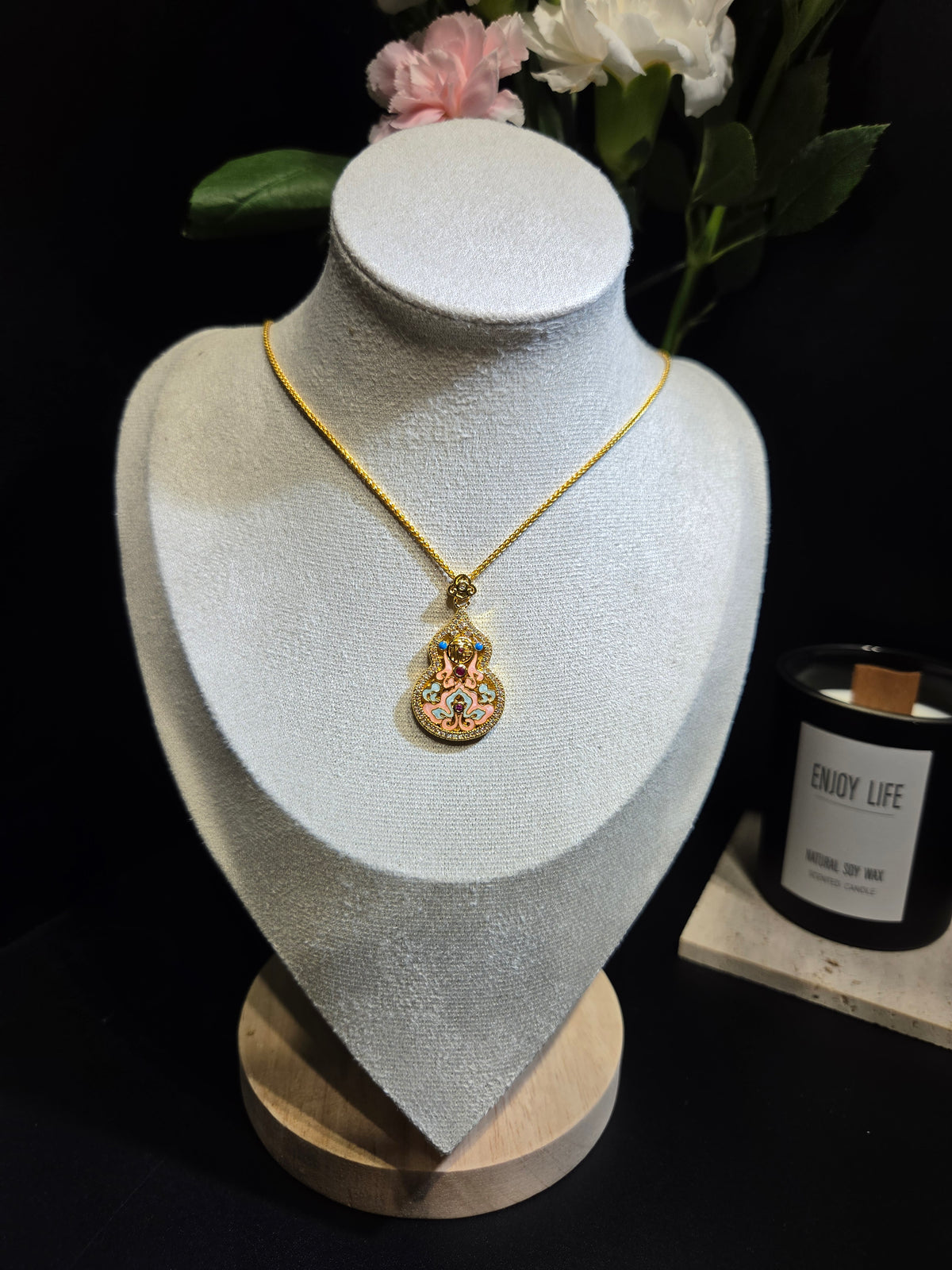 Light Luxury Colorful Enamel Gourd Fortune Necklace