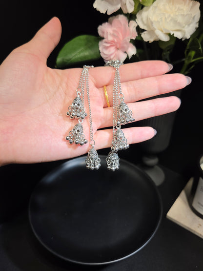 Vintage Silver Jhumka Crystal Earrings