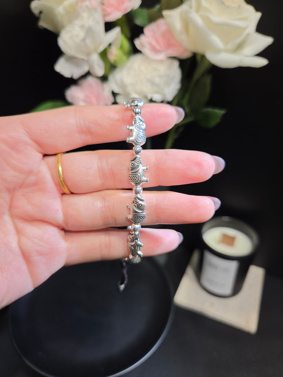 Vintage Silver Elephant Charm Bracelet