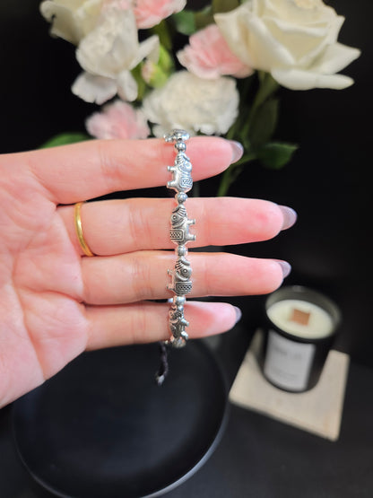 Vintage Silver Elephant Charm Bracelet