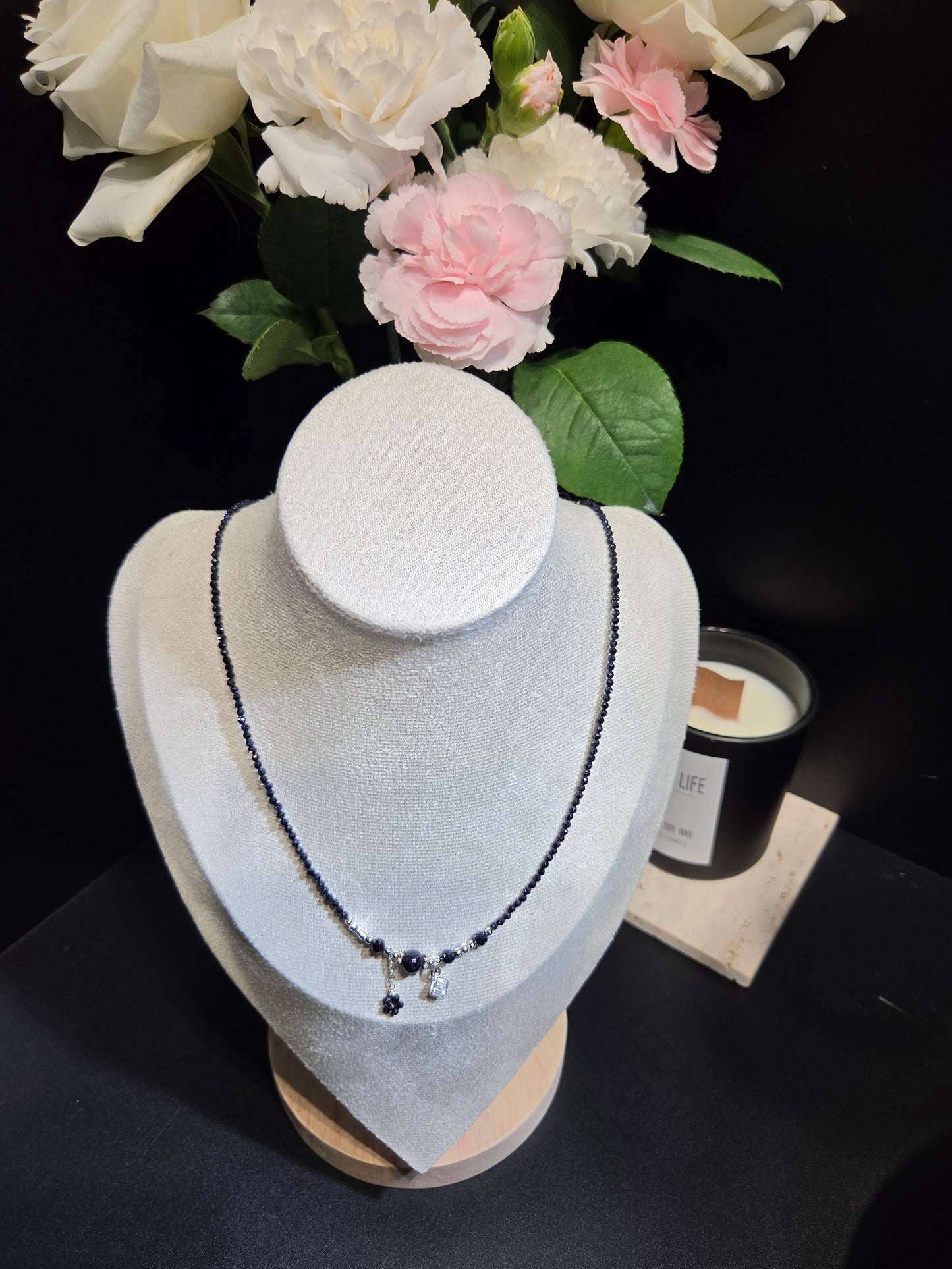Midnight Blue Sandstone Beaded Necklace