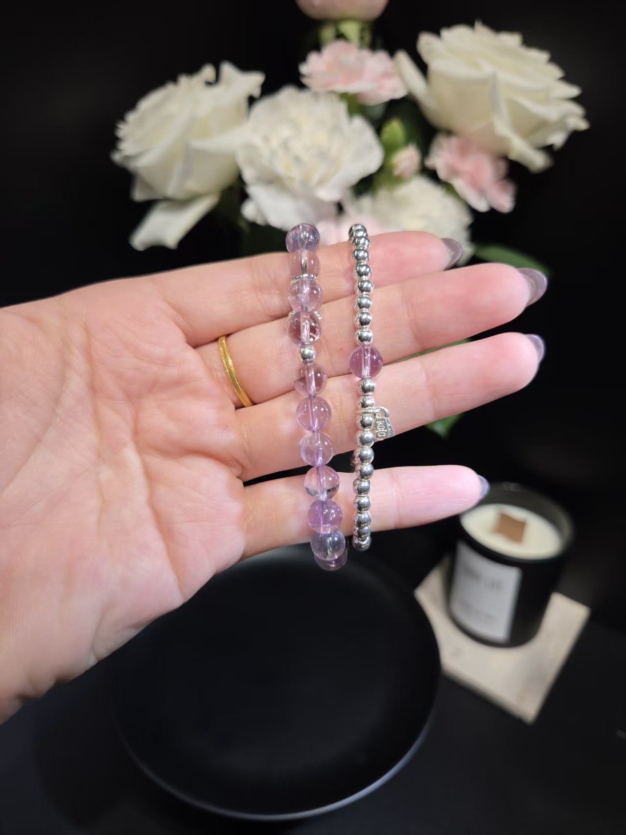 Elegant Amethyst & Silver Bracelet Set