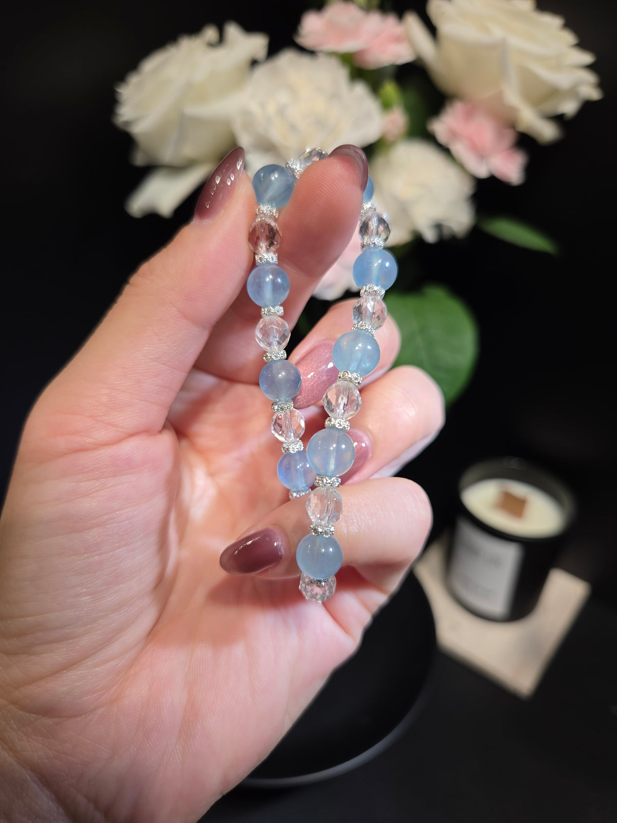 Serene Aquamarine Beaded Bracelet
