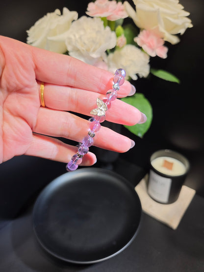 Enchanting Amethyst Butterfly Beaded Bracelet