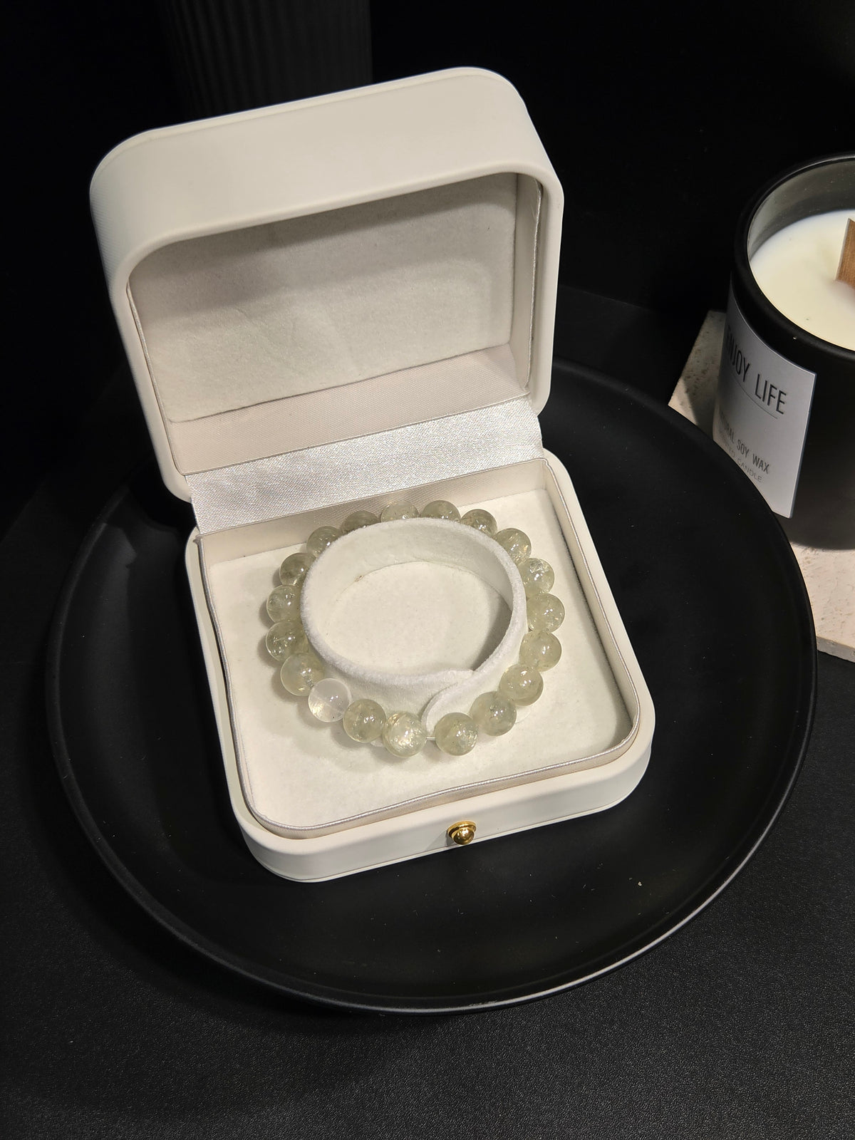Light Luxury Prehnite & Moonstone Beaded Crystal Bracelet