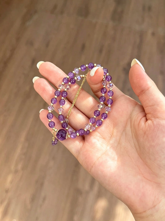 Natural Amethyst Double-Loop Bracelet 天然紫水晶双圈手链