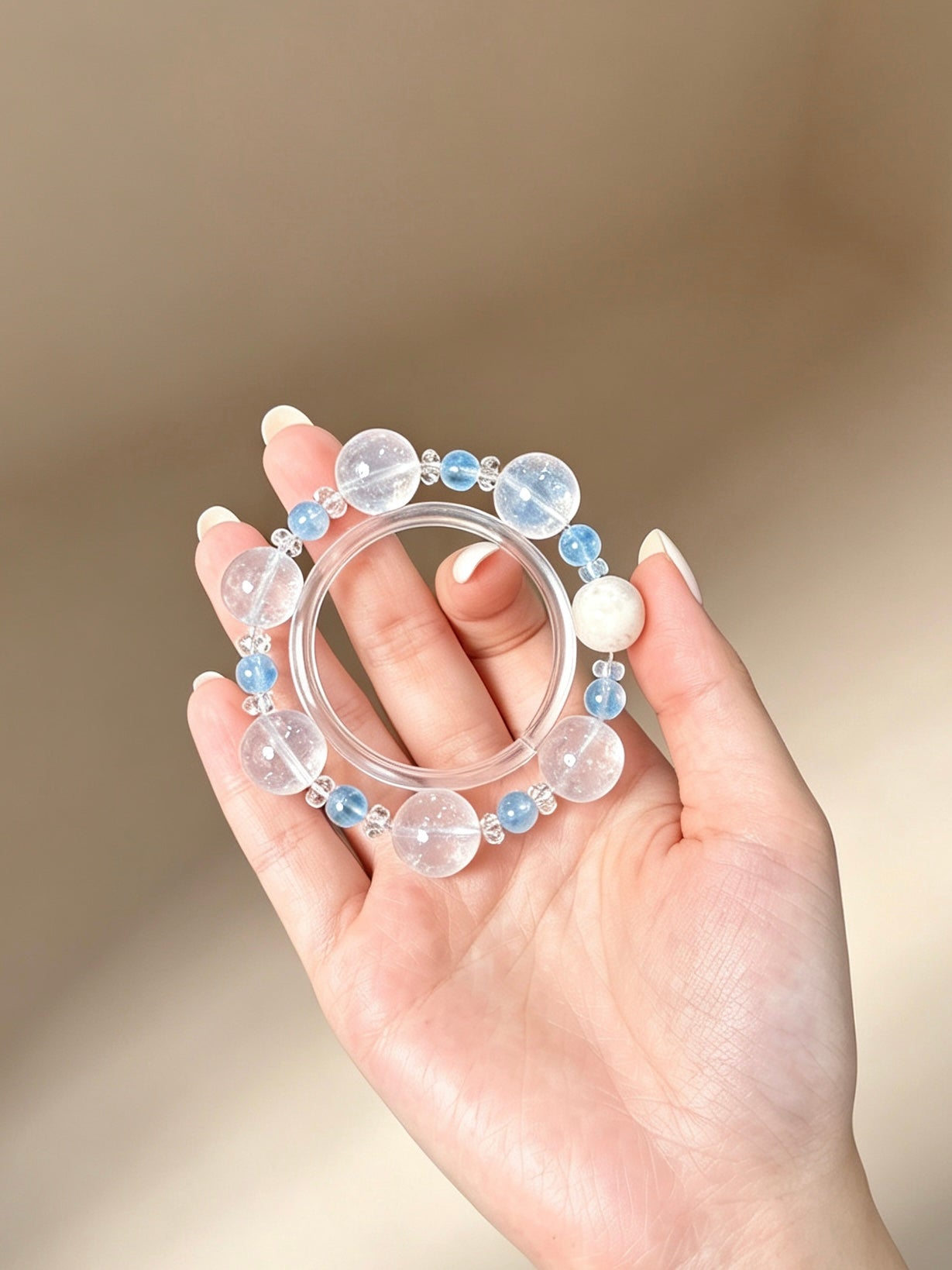 Natural Rose Quartz & Aquamarine Bracelet