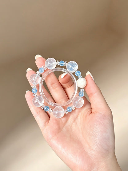 Natural Rose Quartz & Aquamarine Bracelet