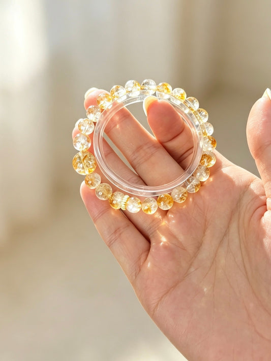 Natural Citrine Round Bead Bracelet | 天然黄水晶圆珠手链