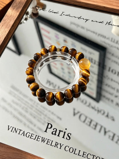 Natural Golden Tiger’s Eye &amp; Yellow Rutilated Quartz Bracelet 天然黄虎眼石黄兔毛手串