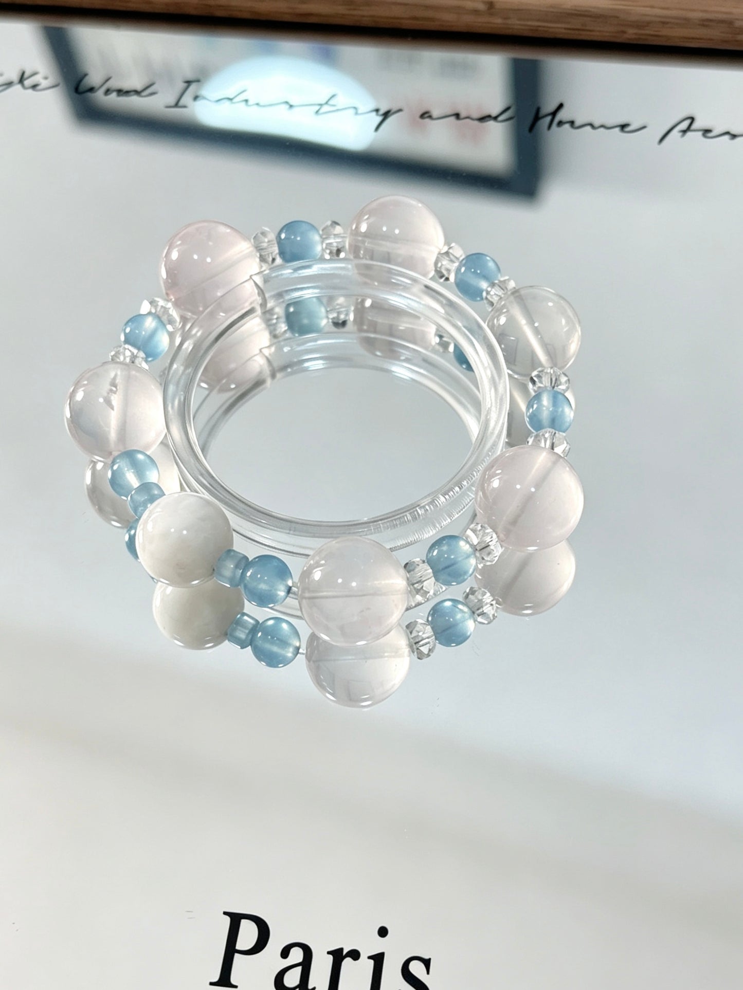 Natural Rose Quartz & Aquamarine Bracelet
