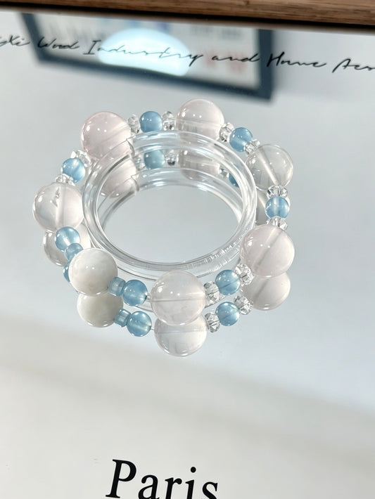Natural Rose Quartz & Aquamarine Bracelet