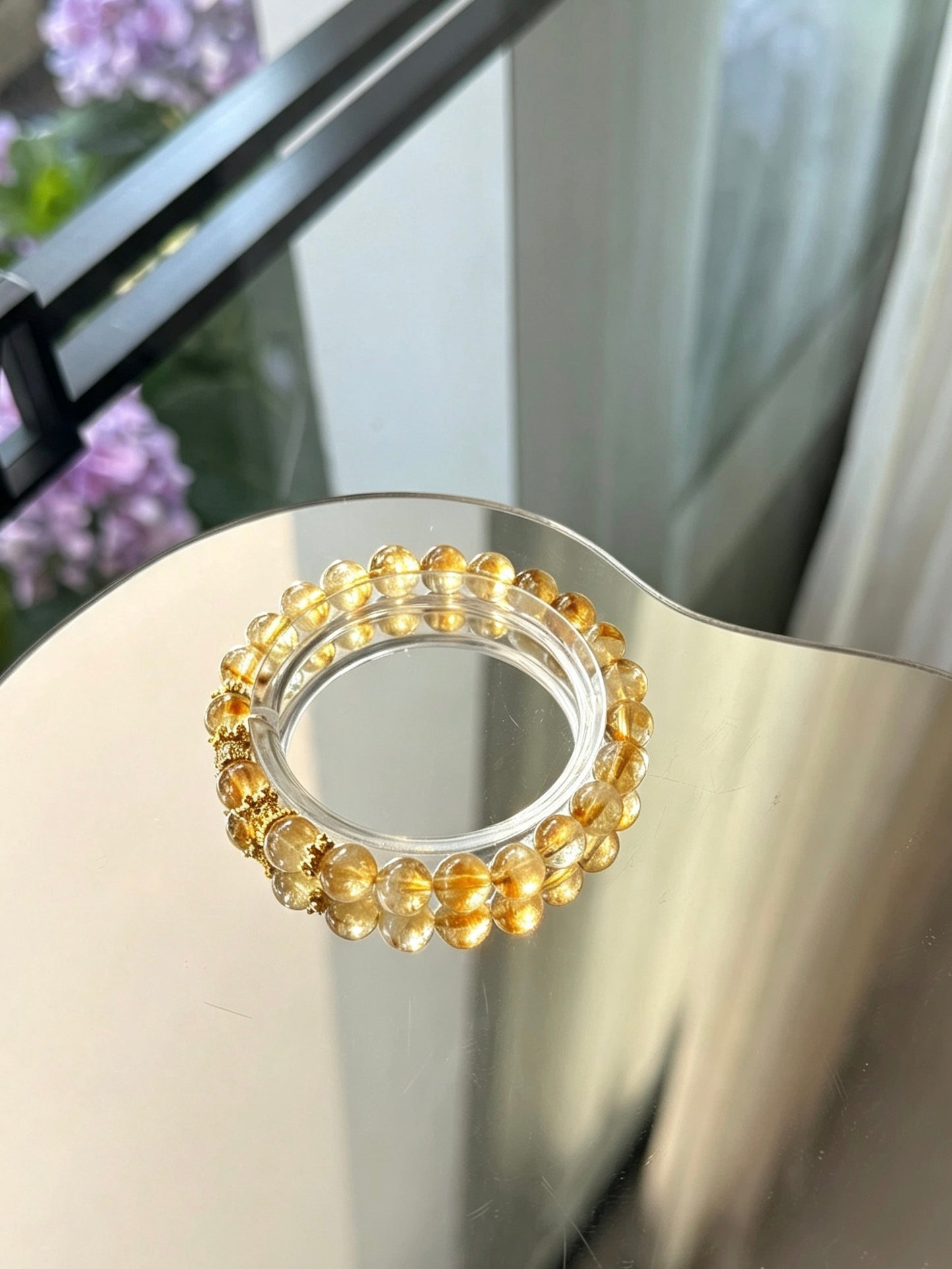 Natural Citrine Round Bead Bracelet | 天然黄水晶圆珠手链