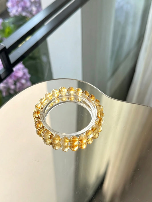 Natural Citrine Round Bead Bracelet | 天然黄水晶圆珠手链