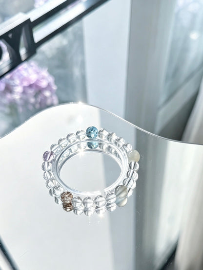 Natural Clear Quartz Multistone Bracelet 天然白水晶多宝手串