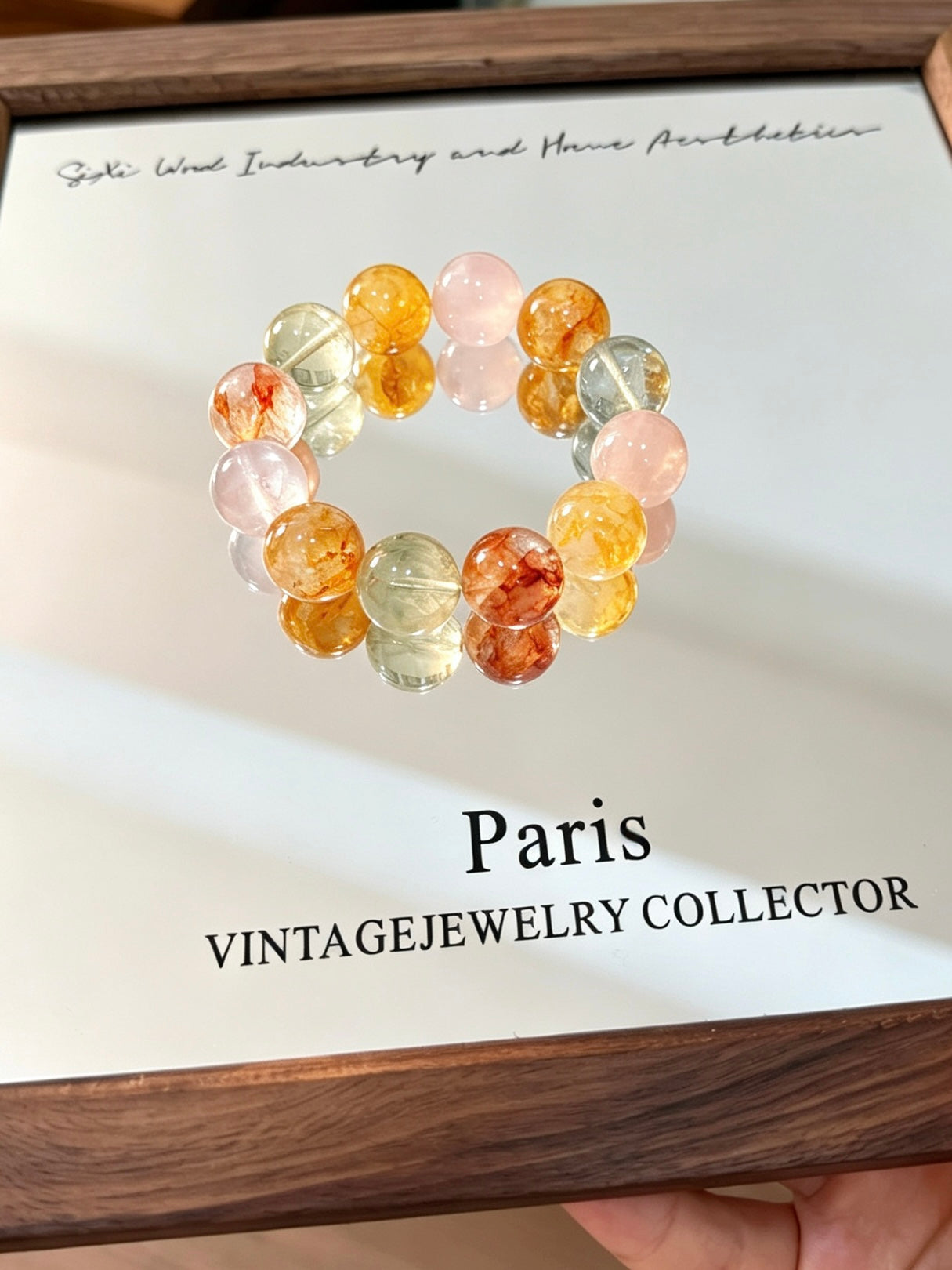 Natural Citrine, Rose Quartz & Red Hematoid Bracelet 天然黄水晶粉晶红胶花手串
