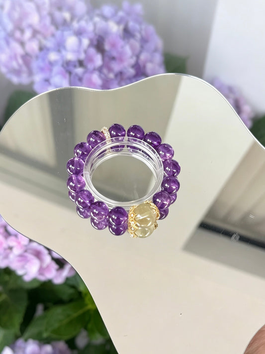 Natural Amethyst & Citrine Bracelet 天然紫水晶黄水晶手串