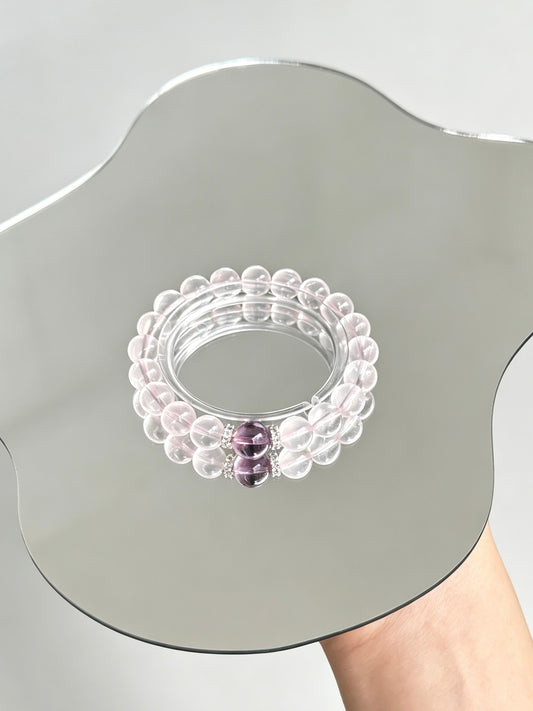 Natural Clear Quartz & Amethyst Bracelet 天然白水晶紫水晶手串