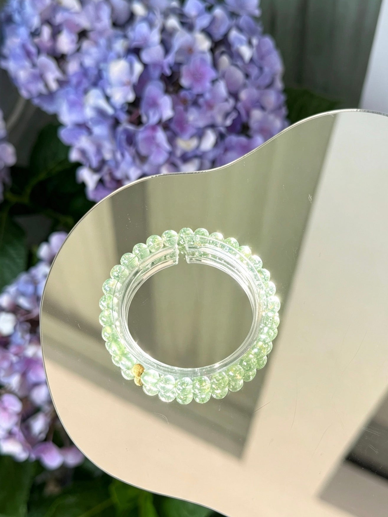 Natural Starry Green Phantom Quartz Bracelet天然满天星绿幽灵圆珠手链